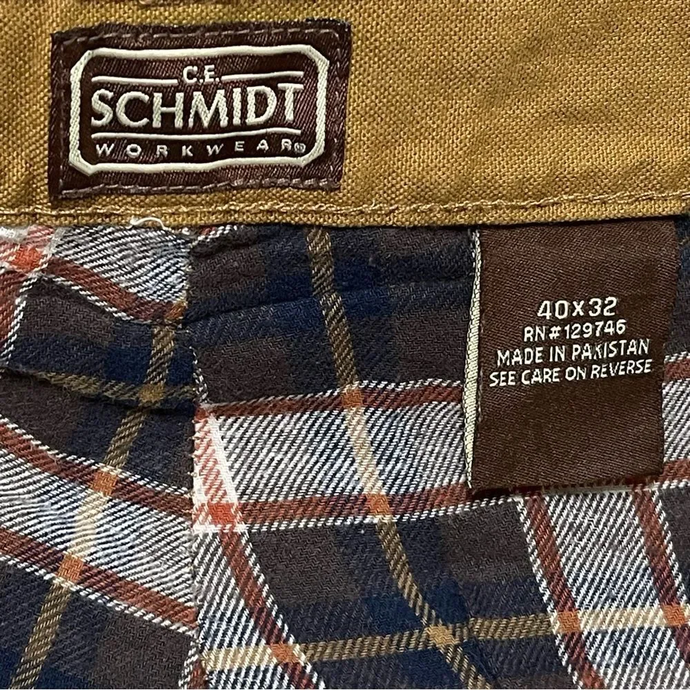 C.E. Schmidt Workwear Flannel Lined Carpenter Jeans Men 40x32 Straight Brown